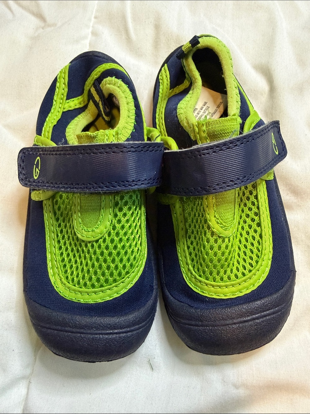 Champion Kids Navy and Lime Green Mesh Water Shoes with Hook-and-Loop Strap